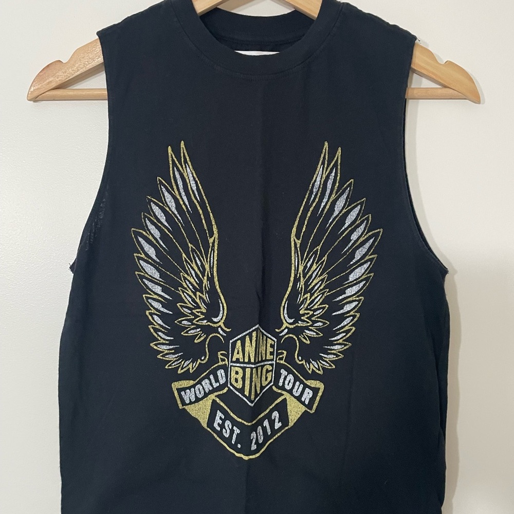 ANINE BING Black Graphic Tank Top